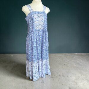 Pomegranate Lucky Brand Crepe Prairie Dress Ruffle Hem Size Small